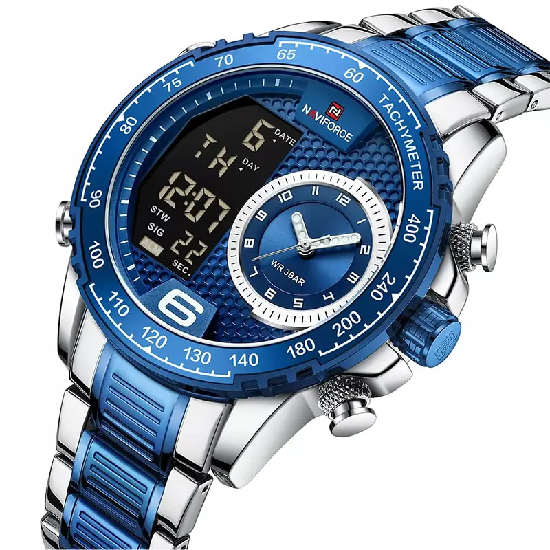 Naviforce NF9199 Dual-time Blue Dial Men's Watch